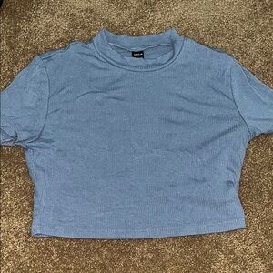 SHEIN Blue Fitted Crop T-Shirt